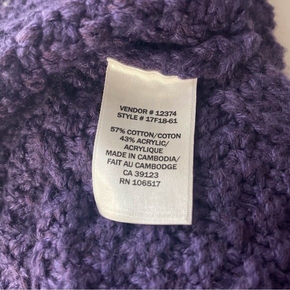 Northern Reflections Sz S Cozy Purple Chunky Knit Cowl Neck Sweater Side Slits - Picture 10 of 14